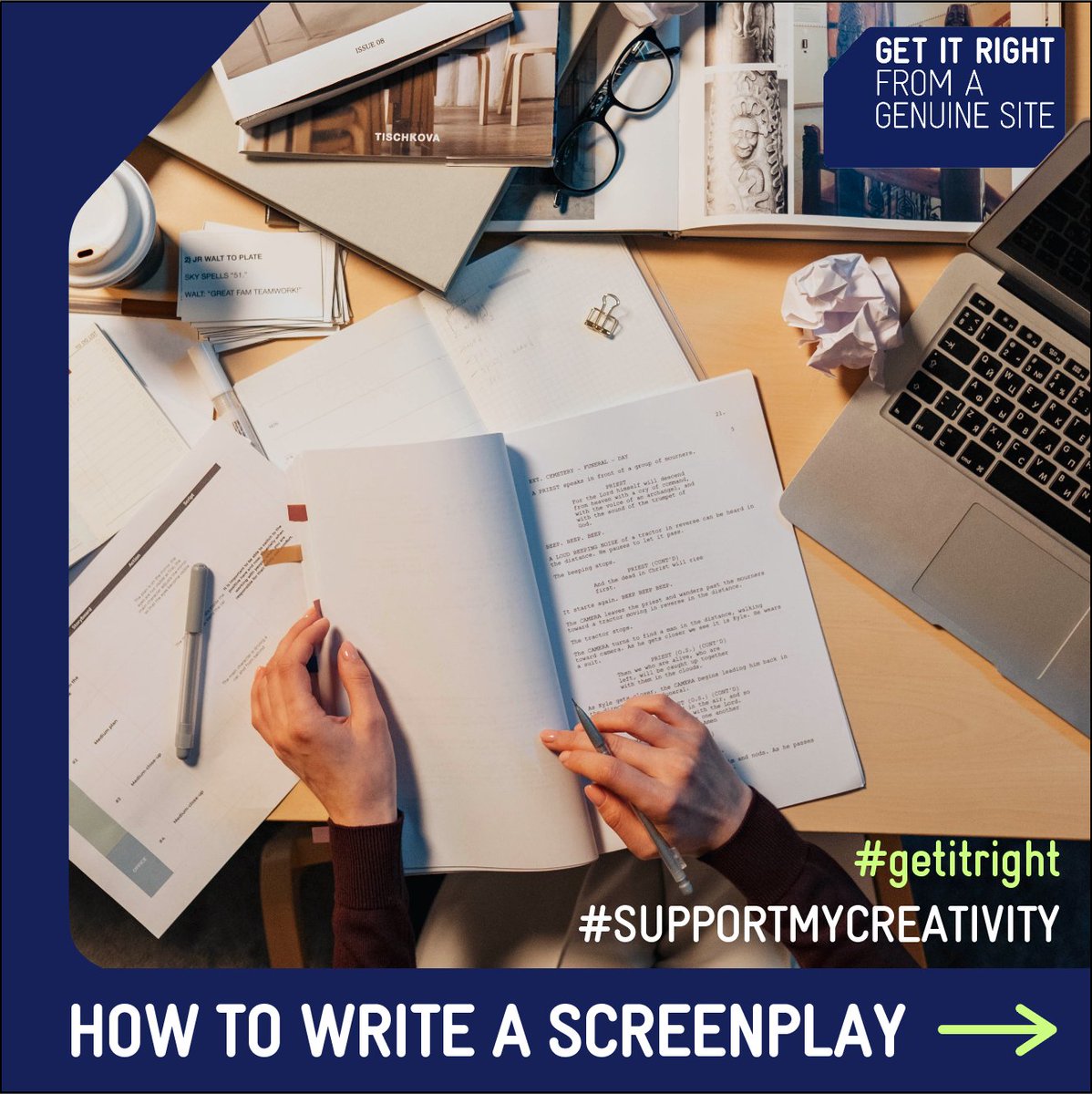 GetItRight's tweet photo. ✨ Top Tip Thursday ✨

From drafting your logline to format and editing,  we're sharing all of our secrets for writing a screenplay!

#getitright #SupportMyCreativity https://t.co/xShXyjdoqp