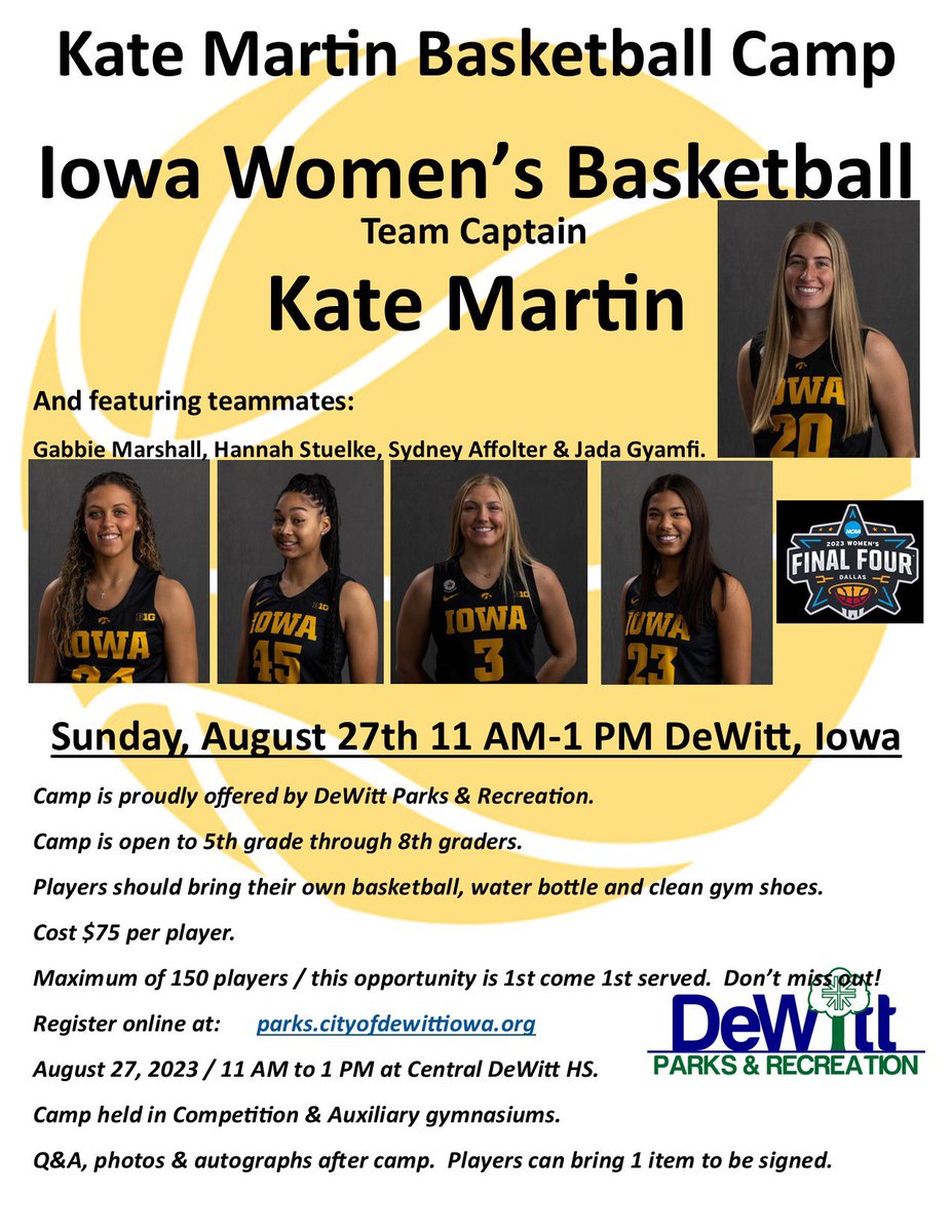 Calling all 5th-8th graders! Come to camp this Sunday & hangout with me & my teammates! Sign up here- dewitt-ia.cogran.com