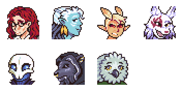 Pizzadramon's tweet photo. Recently finished this comm for D&amp;D chars in the style of Final Fantasy 4 portraits! https://t.co/sPFW3kEiu0