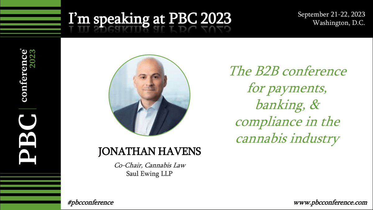 RegulatoryAtty's tweet photo. Looking forward to speaking at/attending @pbcconference_ in DC again this year. I'm moderating a panel on CRB due diligence for #banking execs. Hope to see you there!
https://t.co/PHh2wbbWo5
#cannabis #marijuana #capitalmarkets #payments #paymentprocessing #pbcconference https://t.co/kT0VRY8vUs