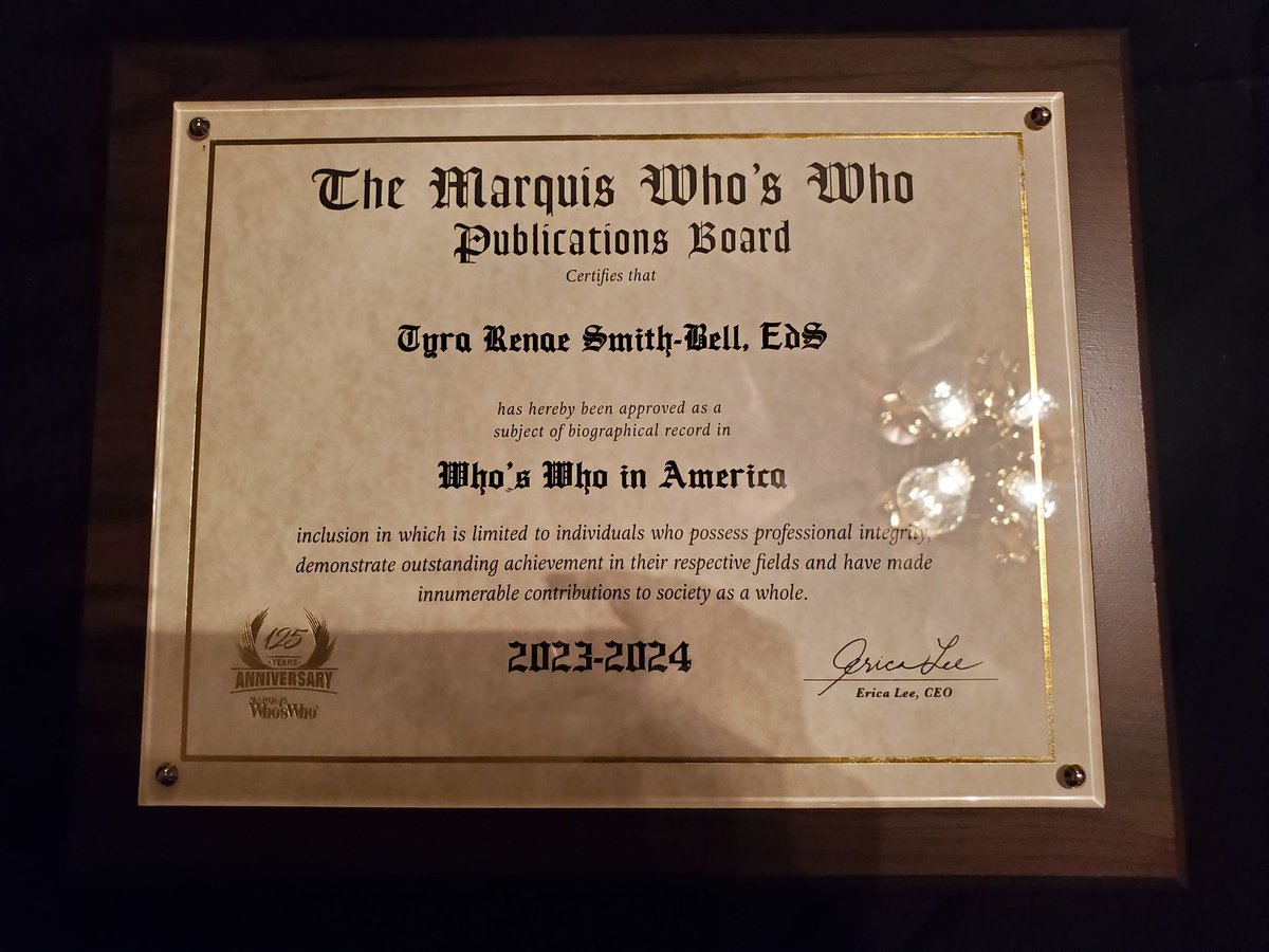 My official Who's Who in America Plaque arrived....so honored, humbled &amp; blessed <a href="/marquiswhoswho/">Marquis Who's Who</a>