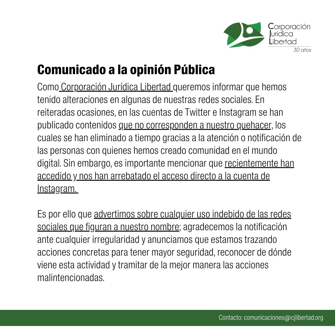 cjlibertad's tweet photo. #Comunicado a la opinión pública🚨🚨 https://t.co/MwZfdeGg9p