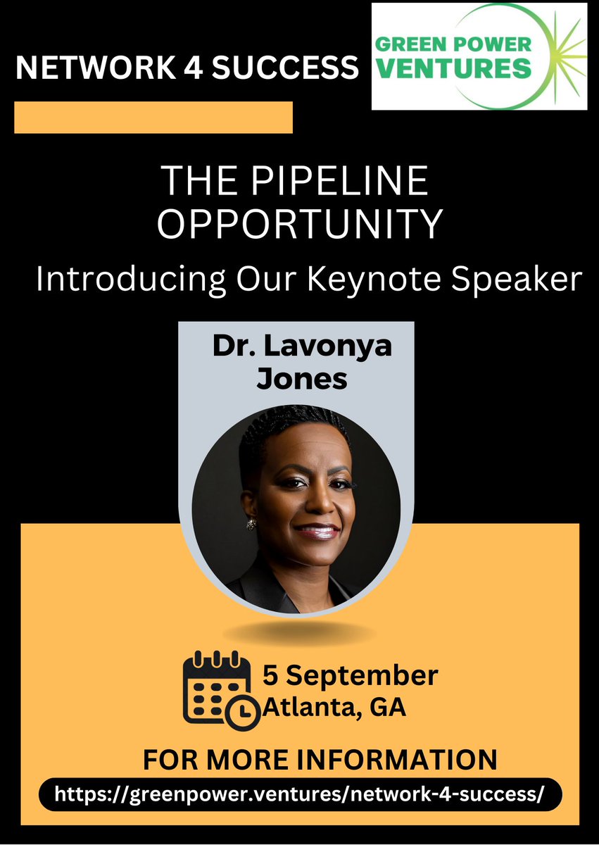 On the 5th at Network 4 Success, we will have Dr. <a href="/LavonyaHBCU/">Lavonya Jones</a>, <a href="/ChandraFarley/">Chandra Farley</a>, and #BrandonLittle deliver three awesome keynotes.

Bring or come for deals. It's that kind of conference.

Find out more at tinyurl.com/GPVN4S.

Register now at tinyurl.com/N4SSignUp.