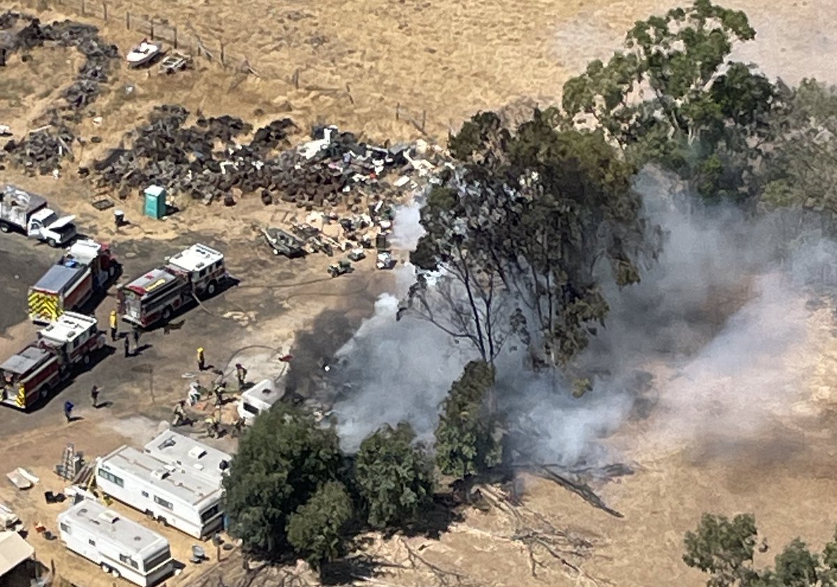 metrofirepio's tweet photo. Crews are working an RV fire in South Sacramento… No injuries, no additional threats. https://t.co/4hU9vWNESH