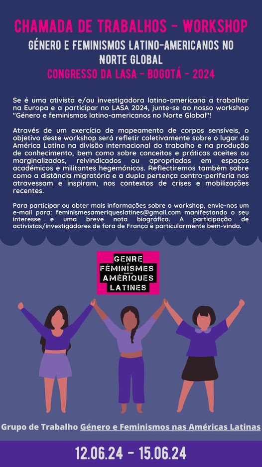 GeFemLat's tweet photo. 𝐆𝐄𝐅𝐄𝐌𝐋𝐀𝐓 𝐫𝐮𝐦𝐛𝐨 𝐚𝐥 #𝐋𝐀𝐒𝐀𝐁𝐎𝐆𝐎𝐓𝐀𝟐𝟎𝟐𝟒
¿Eres activista y/o investigadorxlatinx trabajando en Europa y participas en el LASA 2024? 
¡Únete a nuestro workshop “Género y feminismos latinoamericanos en el Norte Global”! https://t.co/CDegIlenYk