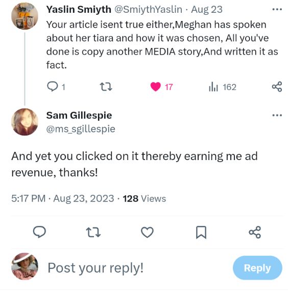 #HateforHireHacks Blatantly admitting that they do not care what they write is not true @ms_sgillespie as long as they earn revenue from clicks!!! these disgusting degenerate so called humans do not care about truth and kindness like our H&M