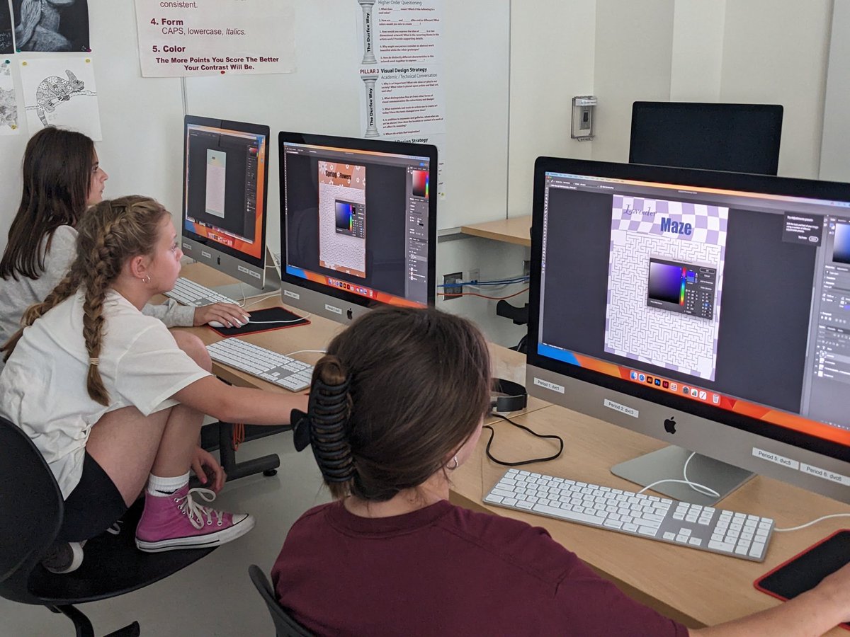Our VD studio was put to great use over the summer with the Enrichment Program! Students aged 7-14 worked with Photoshop, painting, vinyl t-shirt designs, light "painting" photography, &amp; more! They were awesome! #DurfeeHighSchool #GraphicArts #FRPS