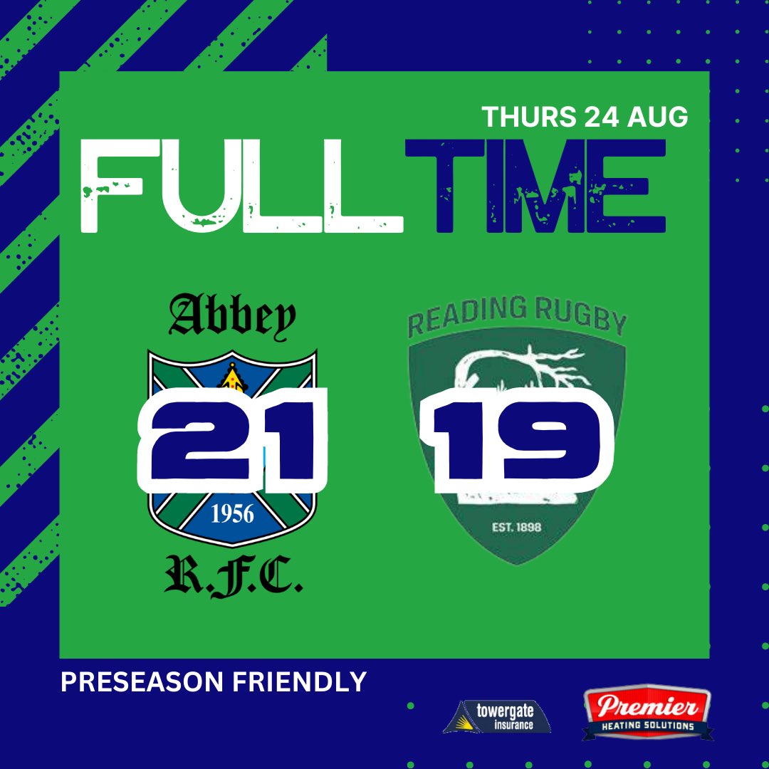 AbbeyRugbyClub's tweet photo. 𝐑𝐄𝐒𝐔𝐋𝐓

A thrilling preseason derby played under lights with a vocal crowd and we take the W! Thanks to @Reading_RFC for a great encounter and good luck for the season 👊

#AbbeyRFC #preseason https://t.co/7RS58I30n7