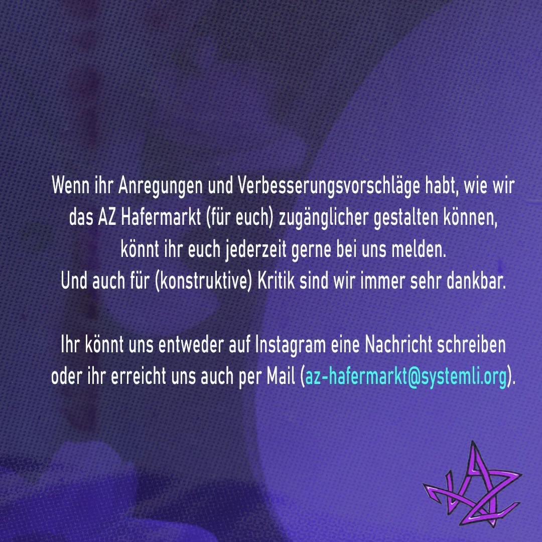 AZHafermarkt's tweet photo. Barrieren im AZ Hafermarkt 

Nach dem Awarenesskonzept für den AZ Hafermarkt Geburtstag folgt jetzt noch ein Infopost über die Barrieren, die es gerade (noch) im AZ Hafermarkt gibt: https://t.co/iew575XBT4