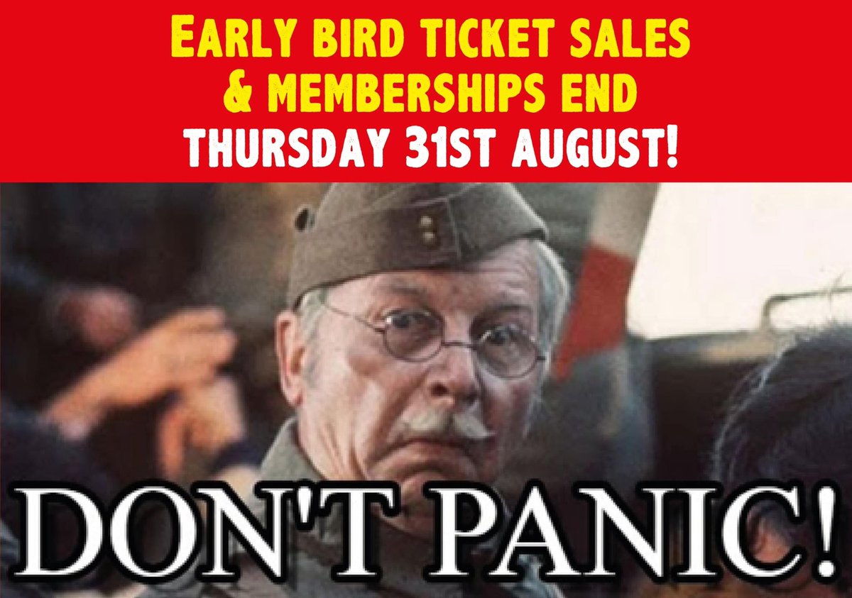 Early bird/discount ticket sales finish next Thursday! You'll still be able to buy online at the full price after this. Memberships. Local shops/pubs will not have tickets available after next Thursday 31st!! PLEASE NOTE: We accept card &amp; cash on the gate!