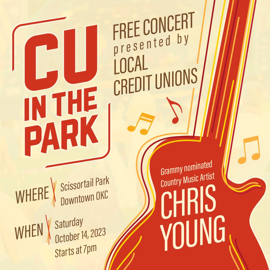 JUST ADDED!
 
“CU in the Park” presented by local Credit Unions announces the addition of up-and-coming country star, Robyn Ottolini to the lineup!
 
Get ready for an amazing evening of FREE, live music at Scissortail Park on Saturday, October 14 beginning at 7pm.
 
The