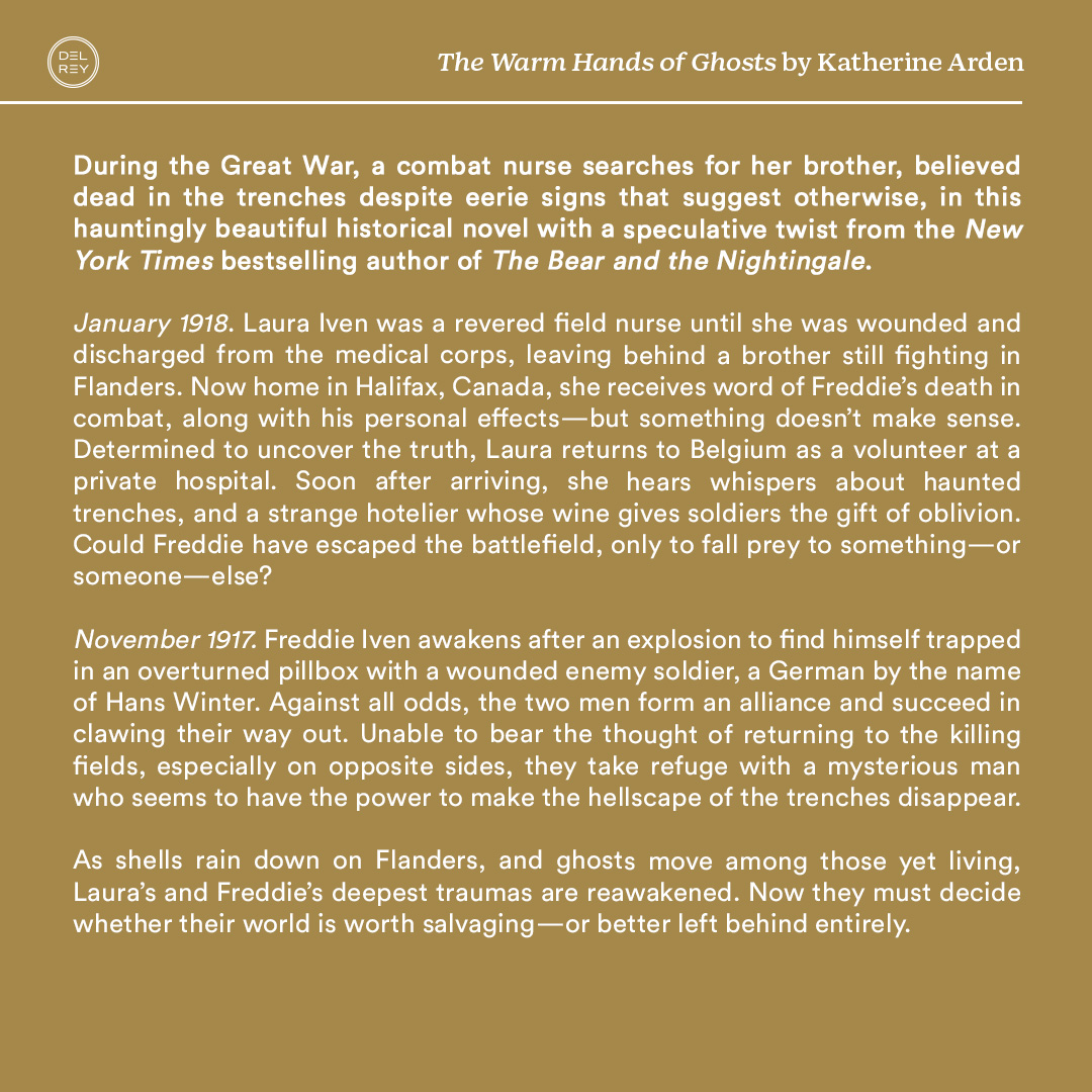 DelReyBooks's tweet image. 🌹 COVER REVEAL 🌹 From the author of The Winternight Trilogy, THE WARM HANDS OF GHOSTS is a hauntingly beautiful historical fantasy novel with a cover to match. @arden_katherine&apos;s next novel hits shelves on 2/13/24! penguinrandomhouse.com/books/608725/t…