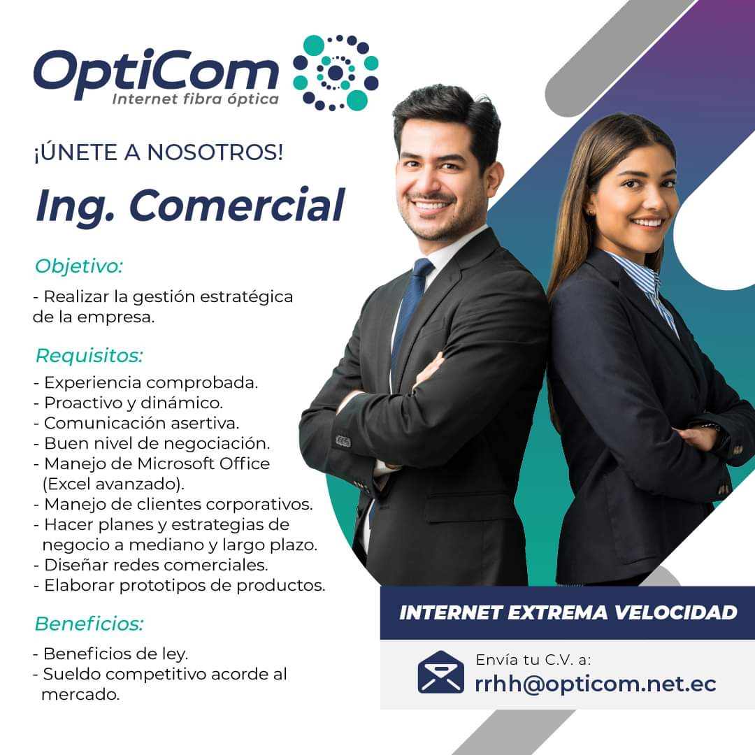 🕵 ¡Trabaja con los mejores! 𝐁𝐮𝐬𝐜𝐚𝐦𝐨𝐬 𝐮𝐧 𝐈𝐧𝐠. 𝐂𝐨𝐦𝐞𝐫𝐜𝐢𝐚𝐥 𝐢𝐧𝐧𝐨𝐯𝐚𝐝𝐨𝐫 𝐲 𝐭𝐚𝐥𝐞𝐧𝐭𝐨𝐬𝐨 para el cargo de 𝐂𝐨𝐨𝐫𝐝𝐢𝐧𝐚𝐝𝐨𝐫 𝐂𝐨𝐦𝐞𝐫𝐜𝐢𝐚𝐥
💼 𝐄𝐧𝐯𝐢́𝐚 𝐭𝐮 𝐂.𝐕. 𝐚𝐥 𝐜𝐨𝐫𝐫𝐞𝐨 𝐫𝐫𝐡𝐡@𝐨𝐩𝐭𝐢𝐜𝐨𝐦.𝐧𝐞𝐭.𝐞𝐜

#Empleo #Quito