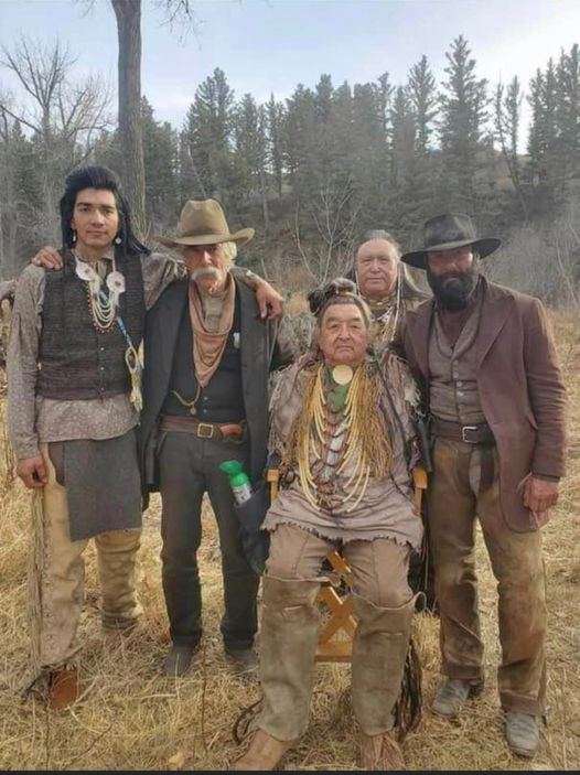 Great picture 💕 Graham Greene with Sam Elliot on the 1883 set. 🎬✨😎