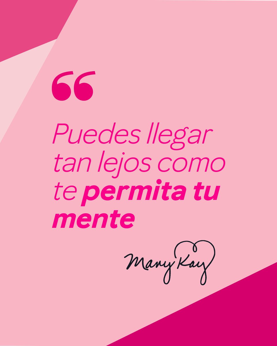 MaryKayElSalv's tweet photo. "No te limites. Puedes llegar tan lejos como tu mente te permita. Recuerda: Lo que creas, lo podrás lograr."

Mary Kay Ash tenía claro que las barreras son mentales y que somos capaces de llevar nuestro potencial al límite. 💖

¡Cree en ti y haz que las cosas sucedan! 🤩 https://t.co/v0z2X4OEPc