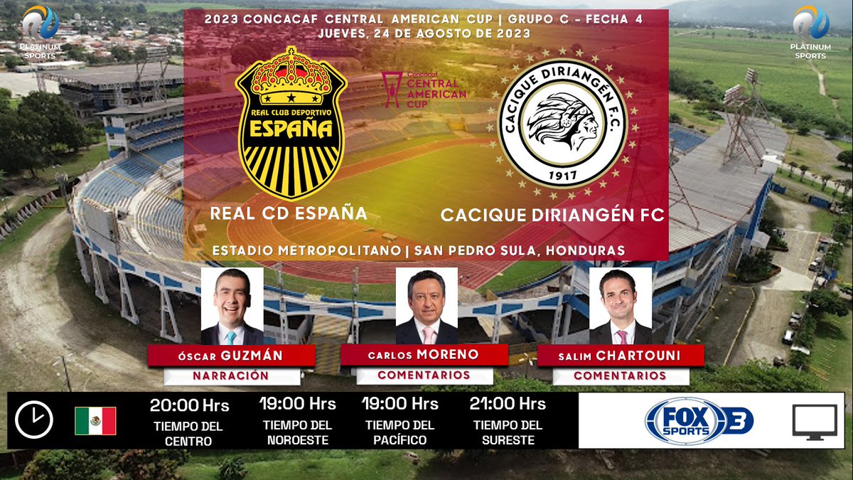 ramonovic09's tweet photo. #ConcacafCentralAmericanCup #Fecha4 | @rcdespana 🆚 @Diriangen_FC
🇭🇳 #RealEspaña 🇳🇮 #Diriangén
🗓️ Hoy
🇲🇽 ⏰ 20:00 Hrs TC, 19:00 Hrs TP
📺 @FOXSportsMX 3
📱💻 @PrimeVideoMX
🎤 @guzmanjuegue
🎤📝 @carlosmoreno_w
🎤📝 @Salimgol
🤳🏼 #CCCxFSMX #RSPDIR https://t.co/9g2boUa34F