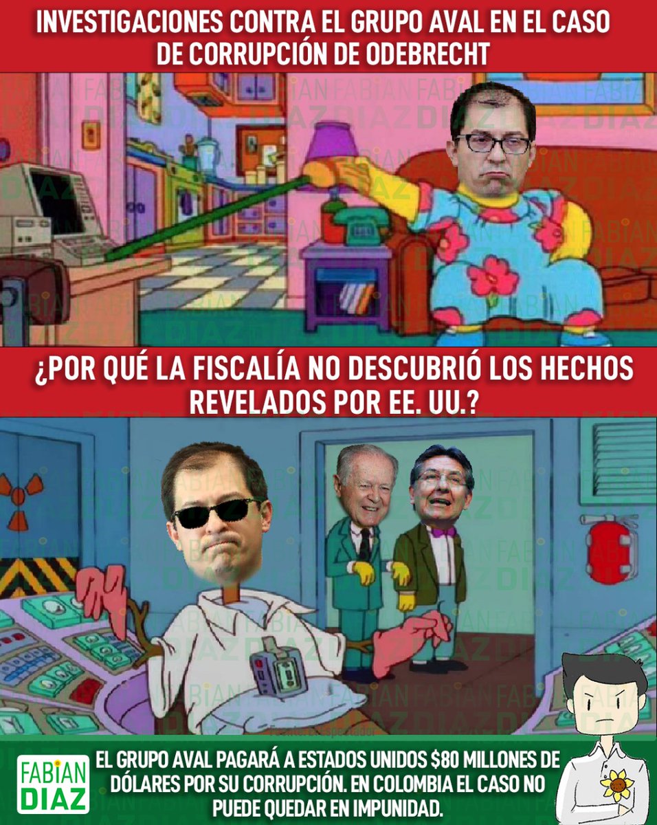 FabianDiazPlata's tweet photo. El Grupo Aval le pagará a Estados Unidos $80 millones de dólares por su corrupción en el caso Odebrecht.
 
¿Por qué la Fiscalía en Colombia no descubrió los hechos revelados por EE. UU? https://t.co/o4tcGF2xel