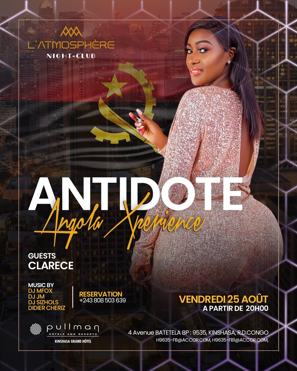 cherizdidier's tweet photo. Planifié Votre Vendredi 🚨 
L’expérience Unique &amp; inoubliable de l’Angola 🇦🇴 à Kinshasa avec FERREIRA &amp; CLARECE🇦🇴
🗓️ RDV Vendredi 25 / Août / 2023 
📍 L'Atmosphère Night Club
⏰ 20:00 

Tables limitées &amp; capacité limitée 
==========================
☎️ +243 808 503 639 https://t.co/1hiuCwq9SZ