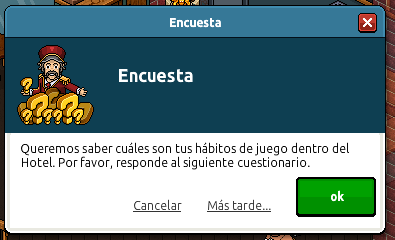 #Habbo  launches a survey asking curious questions, you must go to a public room to answer it