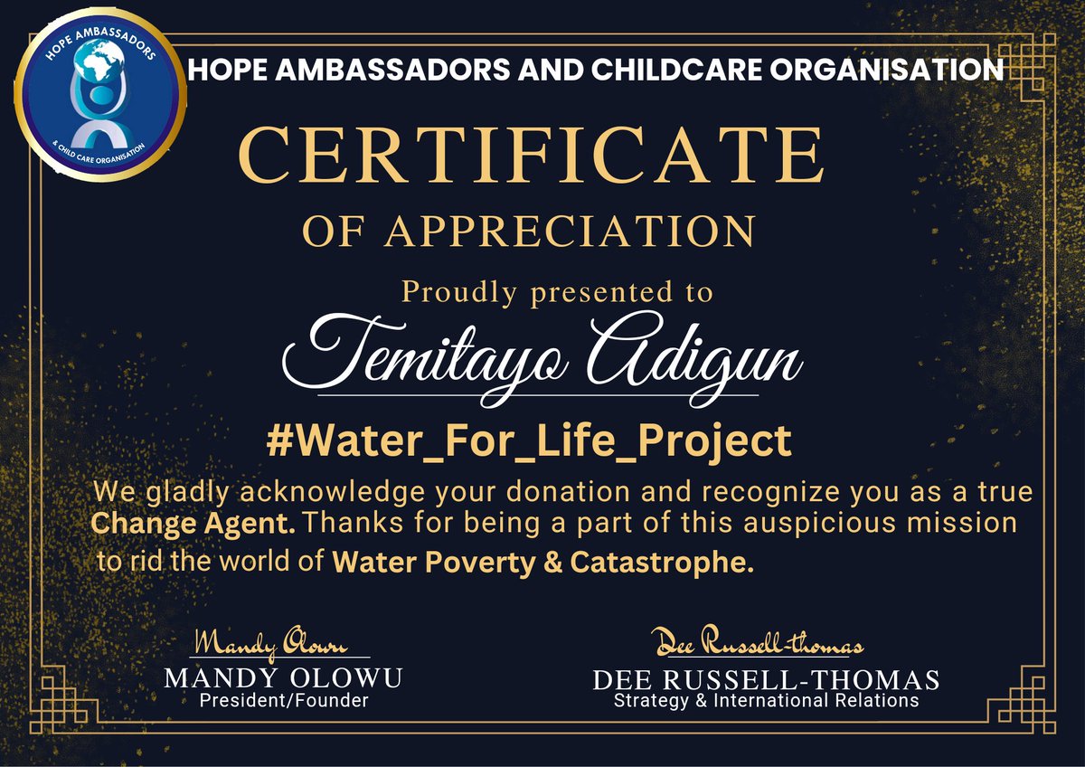 HopeAmbassador7's tweet photo. Thank you Temitayo Adigun. https://t.co/GyRYyCTrRq