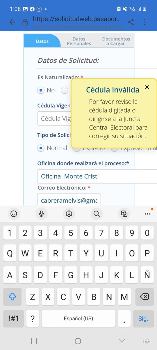CabreraMelvis's tweet photo. @Pasaportesrd Informen también q la página web de ustedes solo cobra los procesos y luego no sirve la gente queda estancada desde q pagar, sin poner la Cédula dice q está mal y no me deja editar para subir lo q piden su página no me permite entrar a editar, pero a pagar si dejó @luisabinader https://t.co/8Bghwelhf8