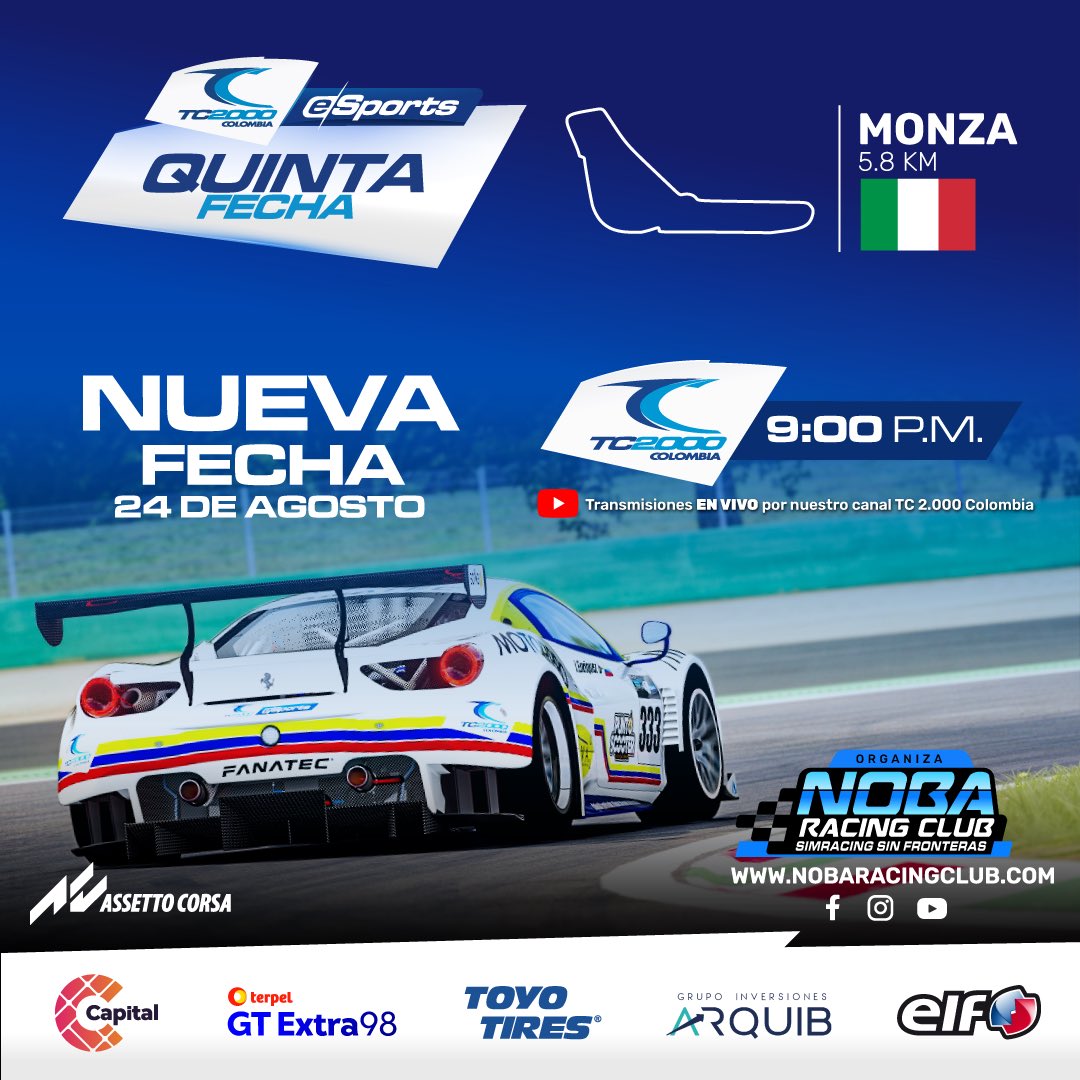 Y sí, retrocedimos a la 5ta fecha. 

No dejen de conectarse esta noche a las 9:00 p.m. en nuestro canal de YouTube.

🇮🇹 Nos vemos en Monza 🎮
