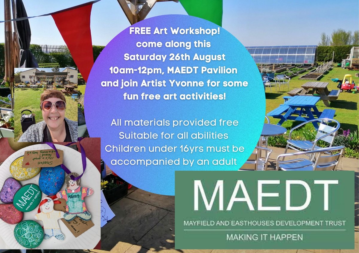🌳☀️🌿🎨👋come along and join us on Saturday morning <a href="/MAEDT1/">Mayfield & Easthouses Development Trust</a> #free #art #workshop it's suitable for all abilities, and all the materials are provided #free 
more info 👇
#mayfieldandeasthouses #midlothian #community
#greenspace #accessible #artistwithatrolley