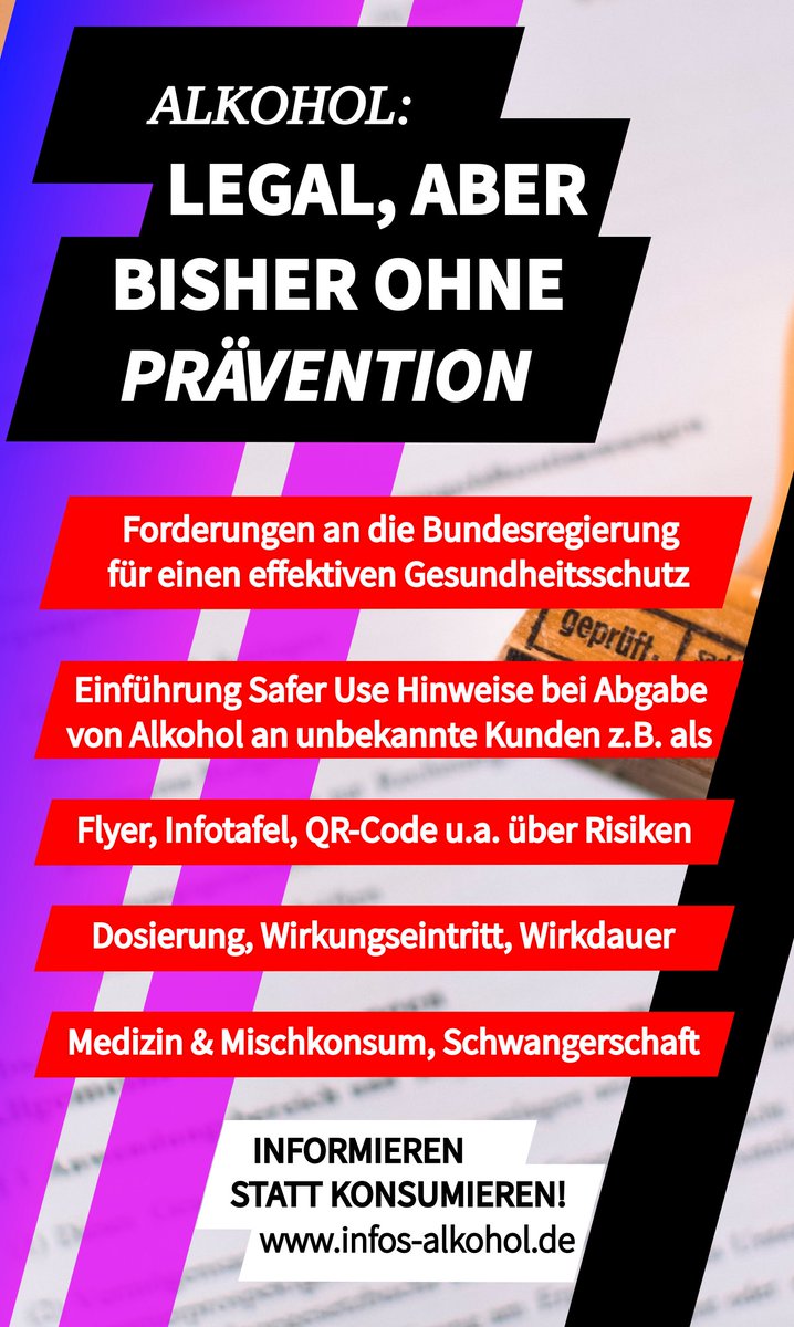 Bisher gibt es keine Safer Use Hinweise bei der Abgabe von #Alkohol. 

Dabei ist das #Gehirn von #Kindern &amp; #Jugendlichen  besonders anfällig!

Es muss echter #Jugendschutz kommen!

#Alkohol ist eine der gefährlichsten #Drogen. Die Bundesregierung muss Verantwortung übernehmen!