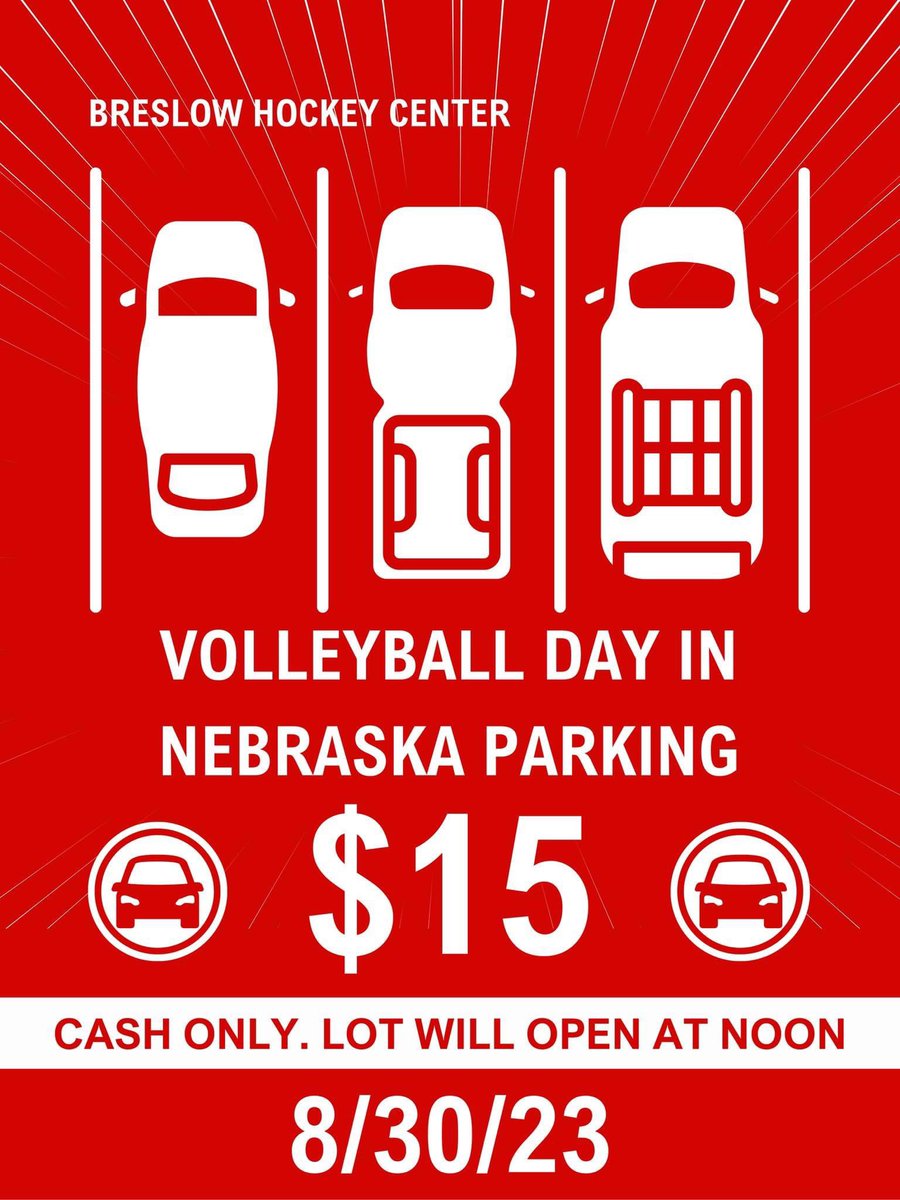 Looking for another parking option for Volleyball Day in Nebraska?

We will have parking available beginning at noon on 8/30!