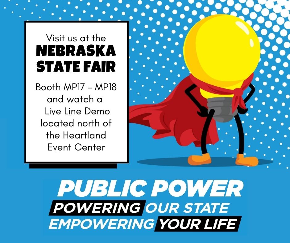 NPPDnews's tweet photo. The 2023 @fair_nebraska kicks off TODAY! Make a stop at the Public Power Booth, north of the Heartland Events Center. Watch live line demos and see the Ford F-150 Lightning EV, and enter your name for a chance to take home a new electric lawnmower? #NEStateFair #PublicPower https://t.co/hn8u5jgXcZ