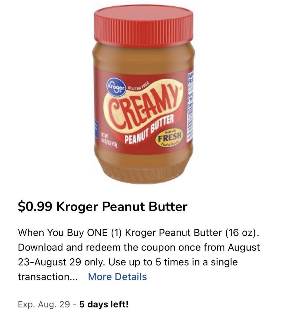 VoteHansen's tweet image. Here’s a really easy way to help @activefaithcs this week! Clip the weekly #coupon for @Kroger peanut butter. You can buy FIVE jars for only 99 cents each! Peanut Butter is always a needed item at the food pantry. #fooddrive #activefaith #southlyon #southlyonmi #foodpantry