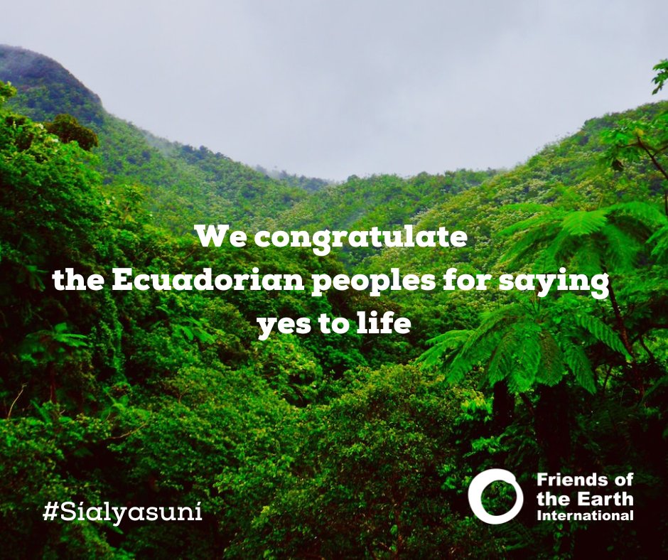 Congratulations to colleagues at <a href="/udapt_oficial/">UDAPT</a> and social movements in Ecuador who have worked long and hard to safeguard #Yasuni from oil exploitation. We will continue the fight to end the impunity of companies like #Chevron #SíALaVida #SiAlYasuni