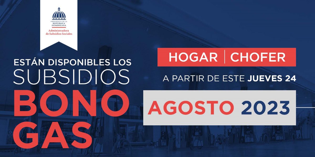 #AdessInforma a las personas beneficiarias de los subsidios #BonoGas tanto para los Hogares como los(as) Chóferes(as) pueden consumir los montos, pueden consumir a partir de este jueves 24 de agosto del 2023.