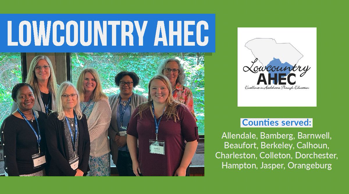 .<a href="/LowcountryAHEC/">Lowcountry AHEC</a>, located in Walterboro, is one of four regional centers in the state. Reach out to them at lcahec.com for more info on programming in your area!