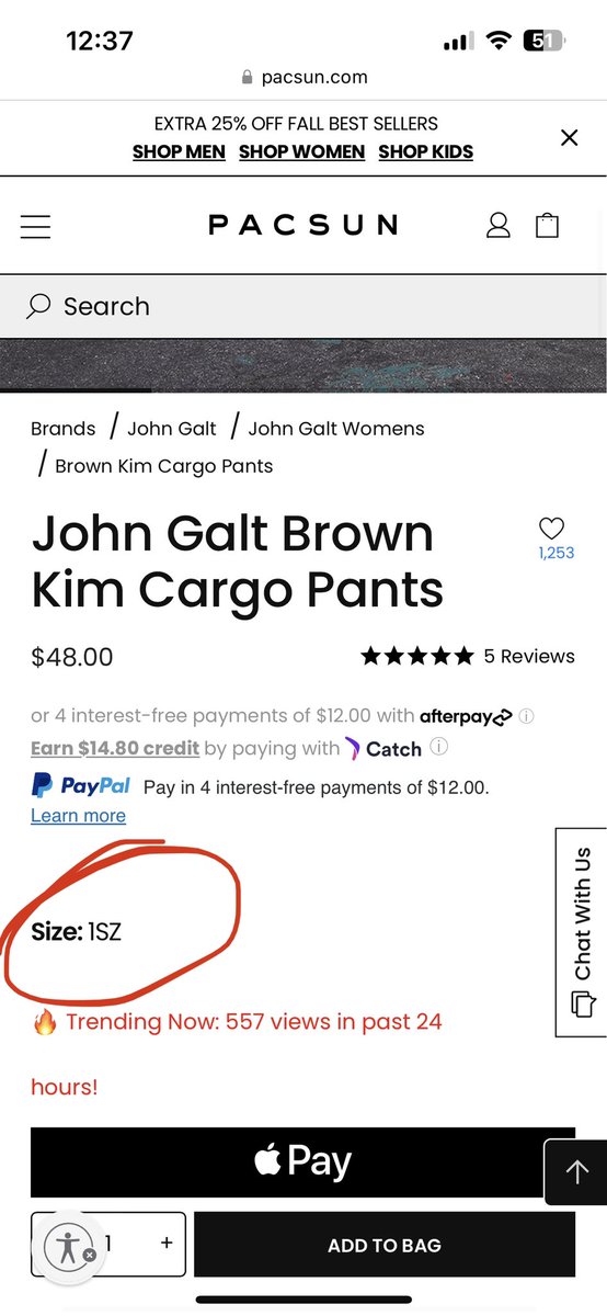 manhaterade's tweet photo. I genuinely thought I was being punkd at PacSun when the entire section I was in was “one size”

Sweatshirts? *cries in short* but okay. Sweatpants? I guess? But CARGO PANTS? They had absolutely no stretch,  just say that you only make pants for thin ppl (23-25 apparently) 🤨 https://t.co/AgZbrtvtxi