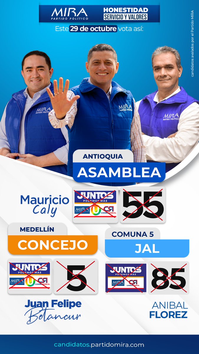 MontoyaAnibalF1's tweet photo. Unidos con líderes de la Comuna 5, compartiendo logros y visiones. ¡Tú eres parte del cambio! Vota por nuestro candidato Aníbal Flórez, número 85 con el partido MIRA, y sigue construyendo juntos.

#Comuna5Castilla #VotaPorElCambio #UnidosPorElFuturo #AníbalParaJAL85 #VotaMIRA https://t.co/xp3A4mxvQA