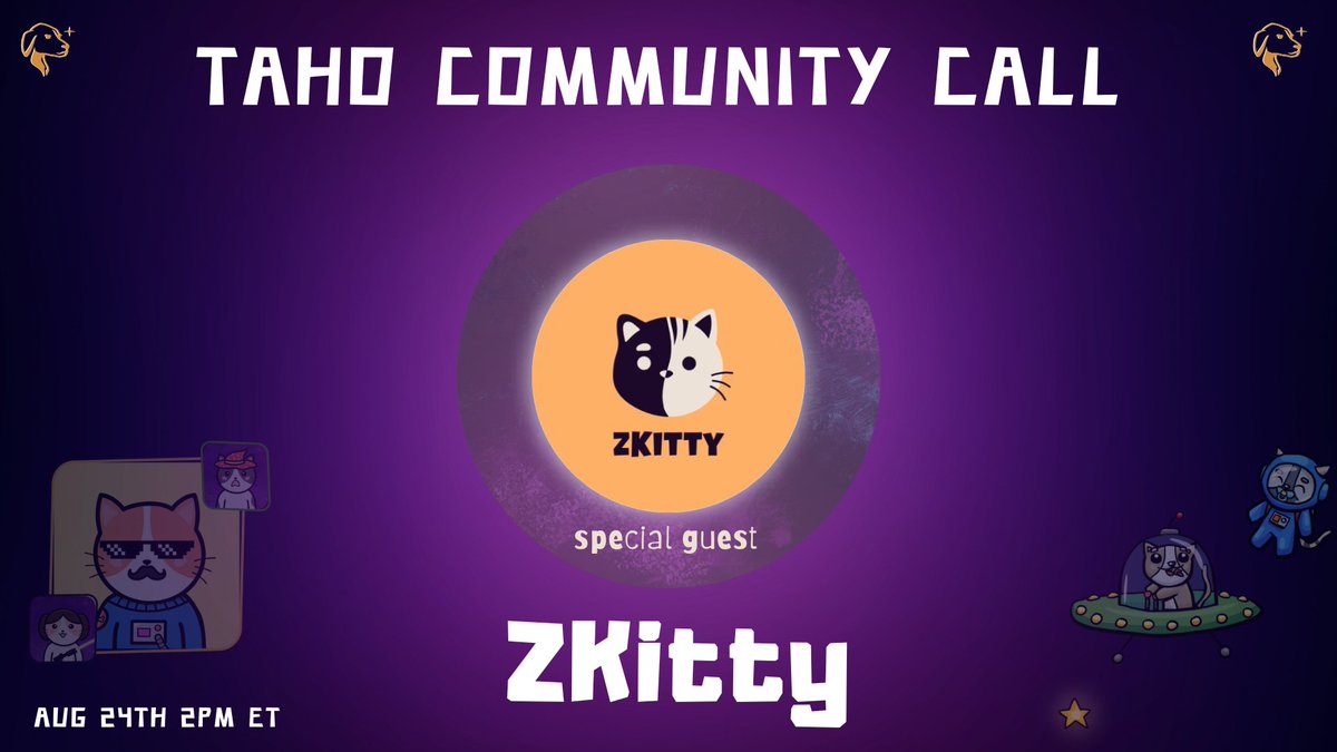 Taho (๐บ,๐บ) (@taho_xyz) on Twitter photo We've got some cool cats joining us on our Community Call, starting in 10 min! Please give a big meow to <a href="/ZKitty_DAO/">ZKITTY DAO Official</a> ๐ฑ
๐ 2PM ET, chat.taho.xyz (at the Community Calls Stage!) We've got some cool cats joining us on our Community Call, starting in 10 min! Please give a big meow to <a href="/ZKitty_DAO/">ZKITTY DAO Official</a> ๐ฑ
๐ 2PM ET, chat.taho.xyz (at the Community Calls Stage!)