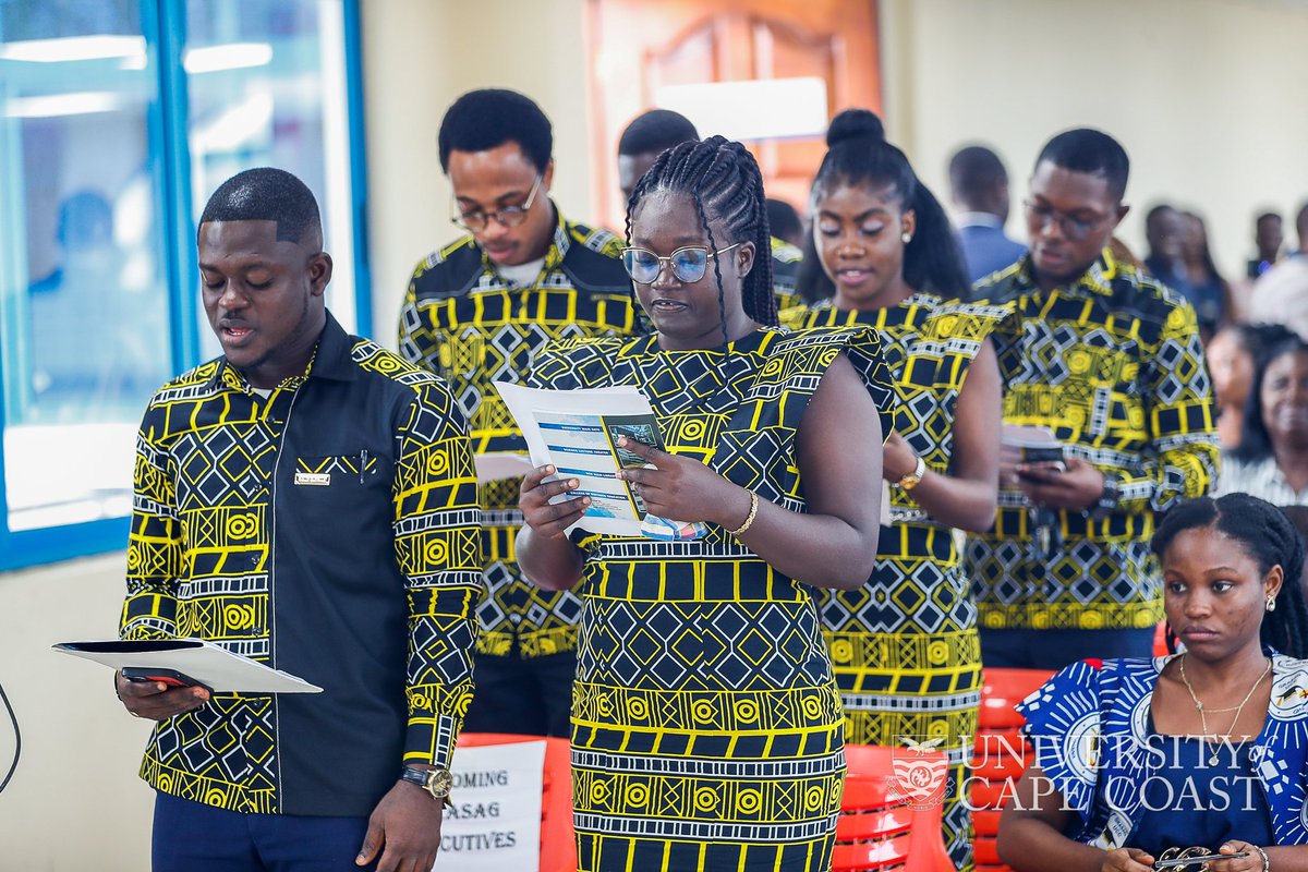 UCCGH_Official's tweet photo. New executives of the Graduate Students Association of Ghana (GRASAG) of the University of Cape Coast (UCC) sworn into office to steer the affairs of the association for one academic year.
#UCC #UniversityofCompetitiveChoice
Photos copyright. https://t.co/m1K9fTYrFl