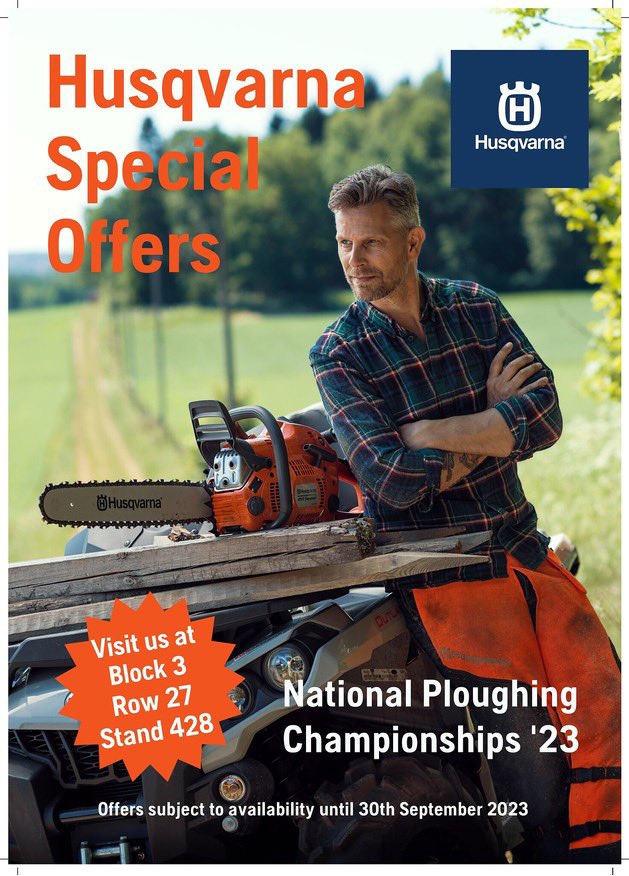 Check out the <a href="/Husqvarna_IRL/">Husqvarna Ireland</a> #SpecialOffers in store for the Ploughing Championships 2023.  
Offers subject to availability until 30th September #husqvarna #ploughing #ploughing23 #ploughingchampionships 

husqvarna.us21.list-manage.com/track/click?u=…