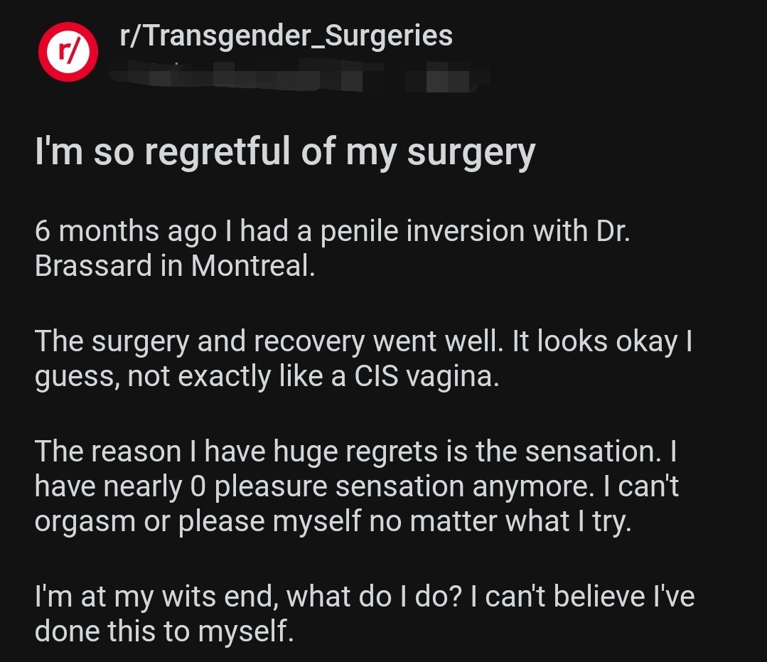 Rob_ThaBuilder's tweet image. Guys, I really can't stress this enough: when you remove your sex organs, there is an extremely high probability that you will lose sexual function.

Similarly, if you removed your brain, you will lose brain function.

This is how the body works. We aren't Mr. Potato Head dolls