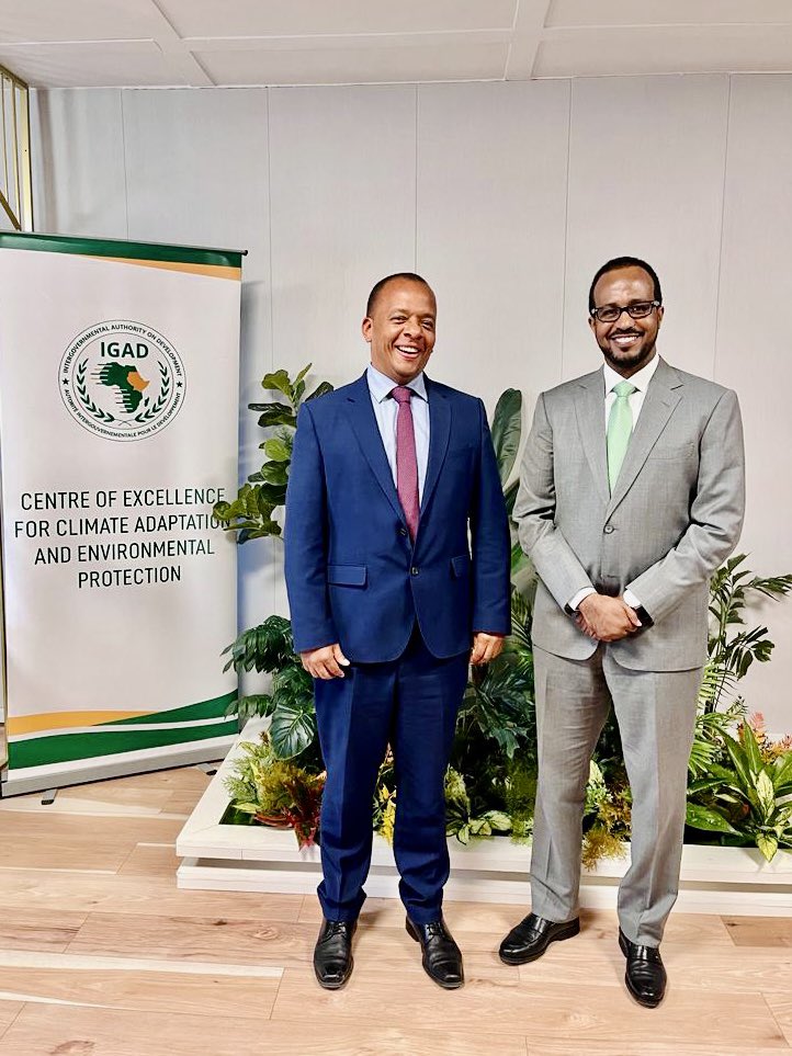 AmbGamal's tweet photo. Glad to have met with Mr. Dorian Kivumbi, Head of Development Cooperation of the EU Delegation in Mogadishu, &amp; his team! Explored options and venues for collaboration to tackle the climate crisis and its impacts. @ICECAEP_IGAD @igadsecretariat 
#IGADClimateAdaptationStrategy https://t.co/mtBDeZo9KL
