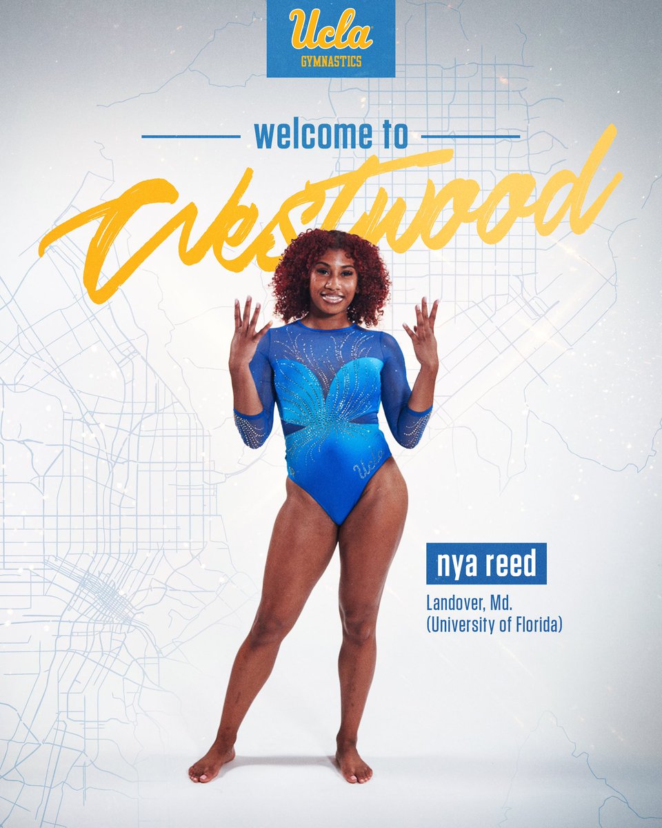uclagymnastics's tweet photo. We are thrilled to welcome graduate transfer Nya Reed (@nyreed_) to the Bruin family! 🐻💙💛

ℹ️: https://t.co/v1hbOkoVOB
#GoBruins https://t.co/bR4Vr4kL0a