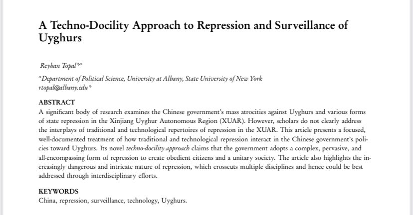 🚨New research alert! Abstract of my upcoming article below. More to come! #Uyghurs #digitalrepression