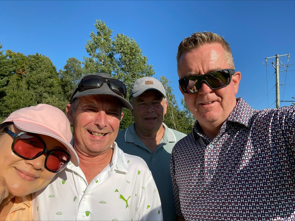 DanielSchwende's tweet photo. Enjoyed a productive meeting with #FertiTechnologies followed by an exciting round of golf at the stunning Château Bromont. From left to right: Miyuan Xiao, Daniel Schwende, Mark Schneider, and Martin Bisaillon. #TeamBuilding 🏌️‍♂️🏰🌟 https://t.co/5sT94OOzu6