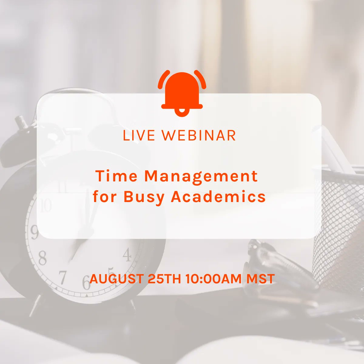 jaskey's tweet photo. Mark your calendar for the next session of the "Time Management for Busy Academics" masterclass on Aug 25th at 10:00am MST. 

I'm excited to see you there!

Link below👇
https://t.co/mcuL66TDeI

#purpose #meaning #fulfillment https://t.co/31WsRp6nXH