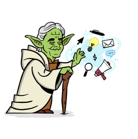 vertiqalco's tweet photo. Marketing Yoda character complete! I love combining branding and character/mascot design. There will be so many opportunities to use a fun voice &amp; tone as a through line while Jeff teaches his workshops and creates content. Next, I'll show you the logo lockup! #branding https://t.co/AAkI7YqMRs