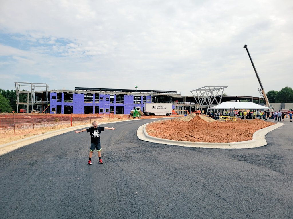 ABPhysEd's tweet photo. A special day for @GCSchoolsNC #ClaxtonStars today as they raised the last beam at the new building!! We are so excited to see the progress of what will be a state of the art school building filled with an already incredible staff and pretty amazing students π π« https://t.co/G2spJ6ijXL