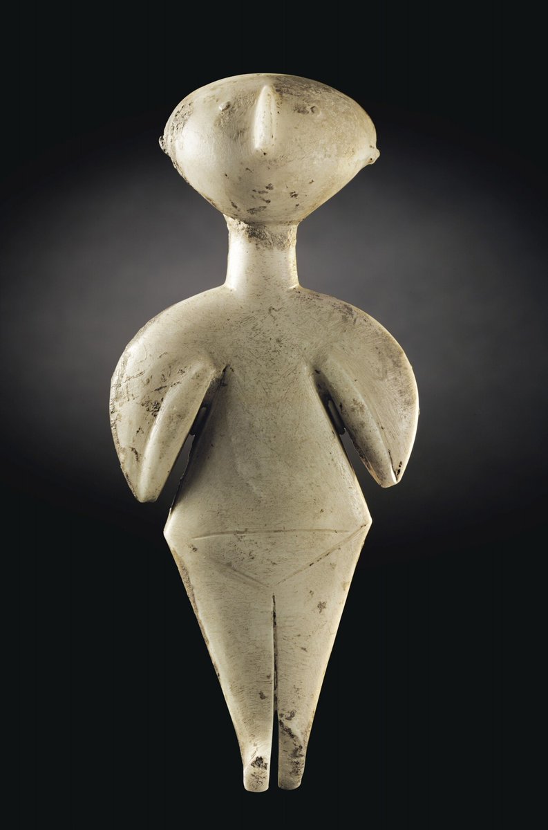 archaeologyart's tweet photo. The Guennol Stargazer. An Anatolian marble female idol of Kiliya type, Chalcolithic period, circa 3000-2200 B.C.  © Christie’s Images Limited. https://t.co/4JFNrGuIR2