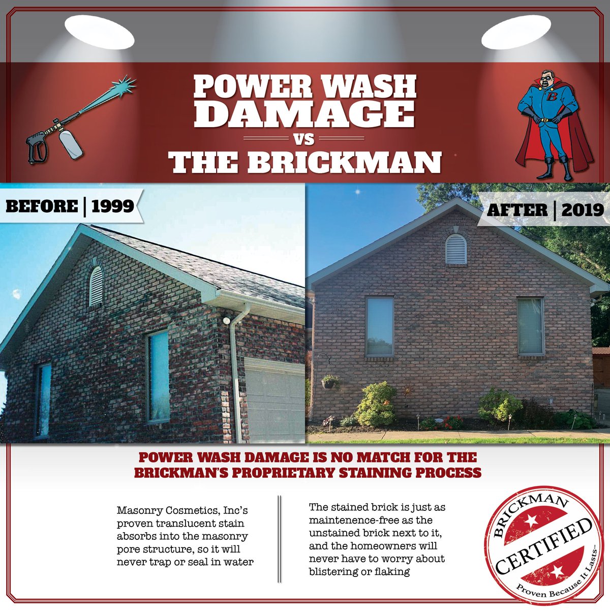 Power wash damage never stood a chance against this #provenmasonry stain. Learn more about this case study here: goldstandardstaining.com/cs140?utm_camp…
#MasonryStrong #BrickStaining 😎