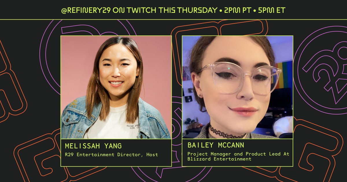 Refinery29's tweet photo. Today on #R29Twitch: Bailey McCann (@PizzaPenguin_) of @Blizzard_Ent joins the stream! Hang out with host @melissahyang live at 2 p.m. PT / 5 p.m. ET: https://t.co/PH6cL4axjc https://t.co/0hWSZwpJvq